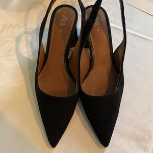 Zara Womens Suede  Shoes Black size 39 Europe (US 8,5-9)